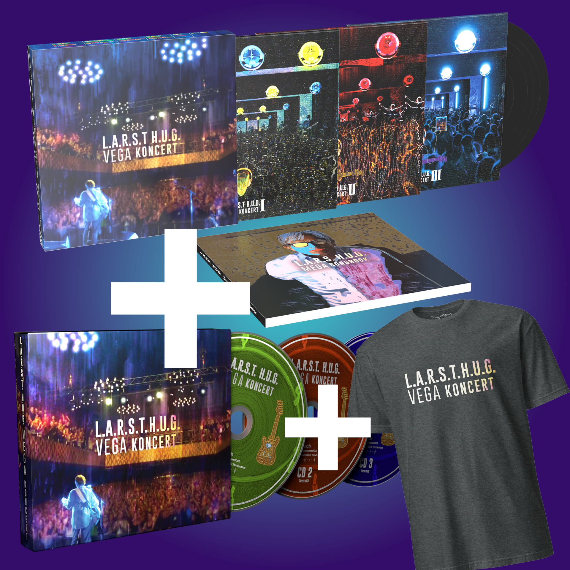 VEGA Koncert CD+Vinylboks+T-Shirt Bundle - HUGShop Small