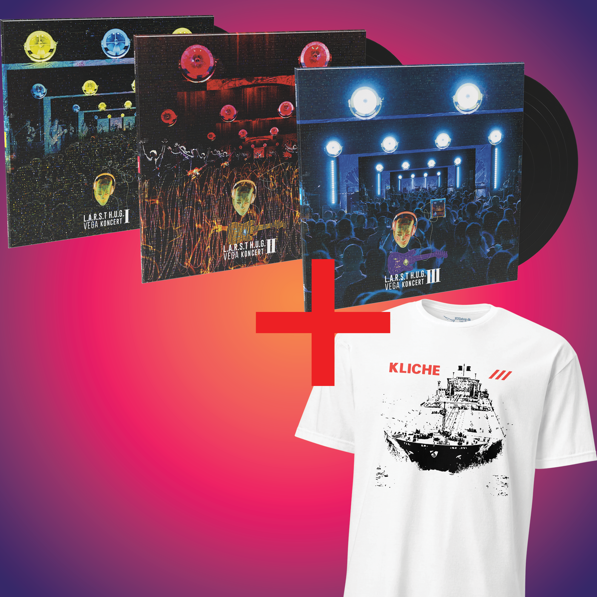 VEGA Vinyl 1+2+3+Supertanker T-Shirt bundle - HUGShop Bundle Hvid / Small