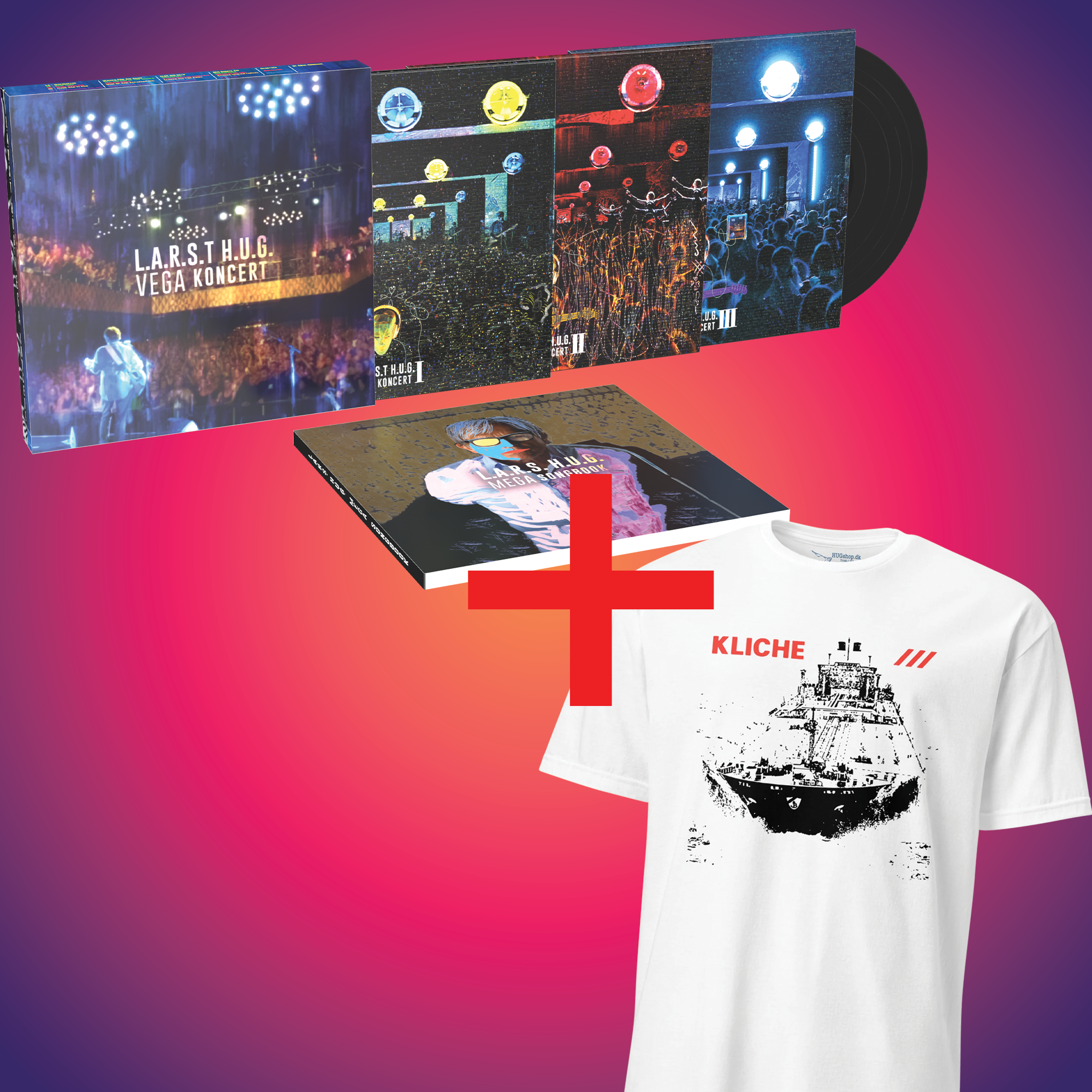 VEGA Vinylboks + Supertanker T-Shirt Bundle - HUGShop Bundle Hvid / Small