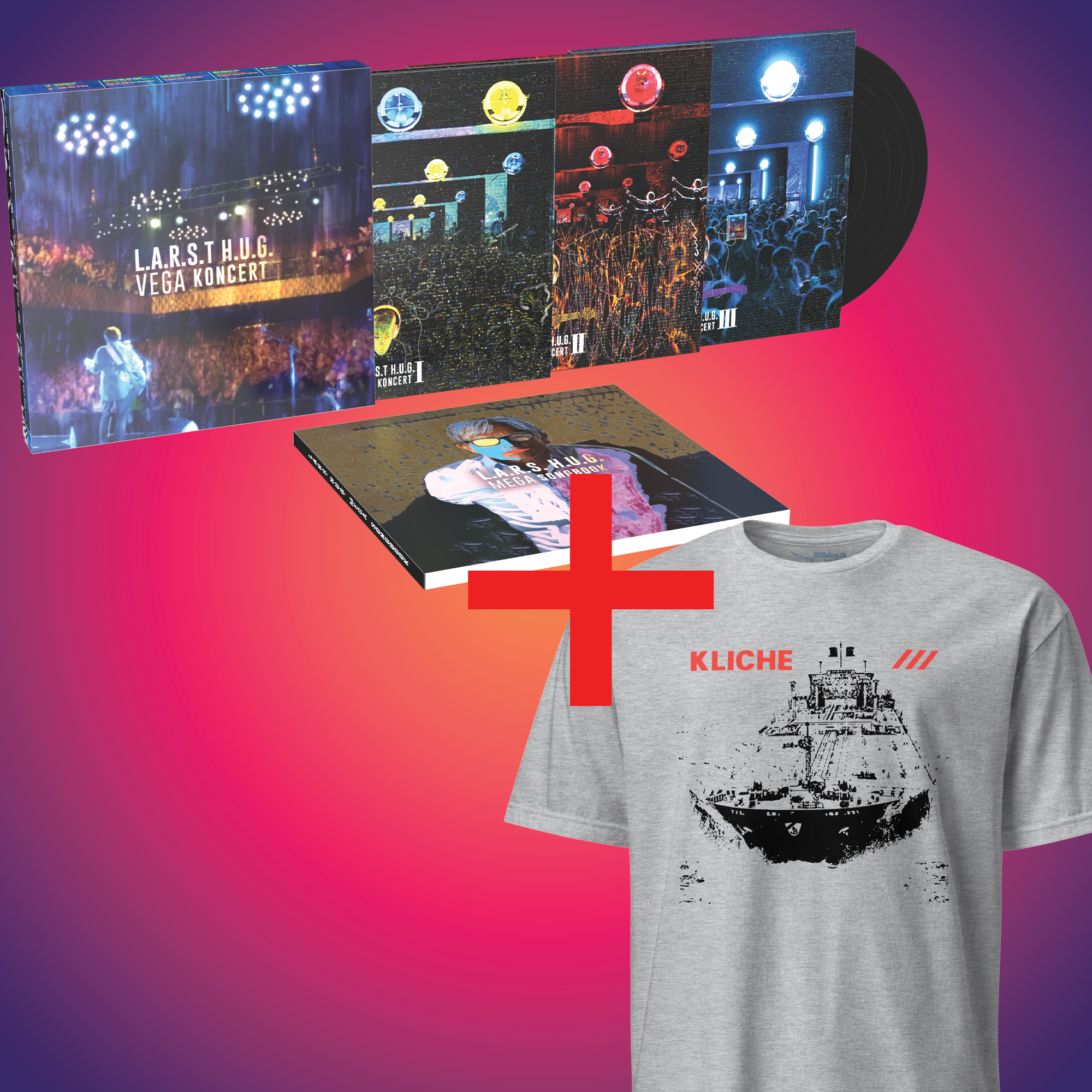VEGA Vinylboks + Supertanker T-Shirt Bundle - HUGShop Bundle Sport Grå / Small
