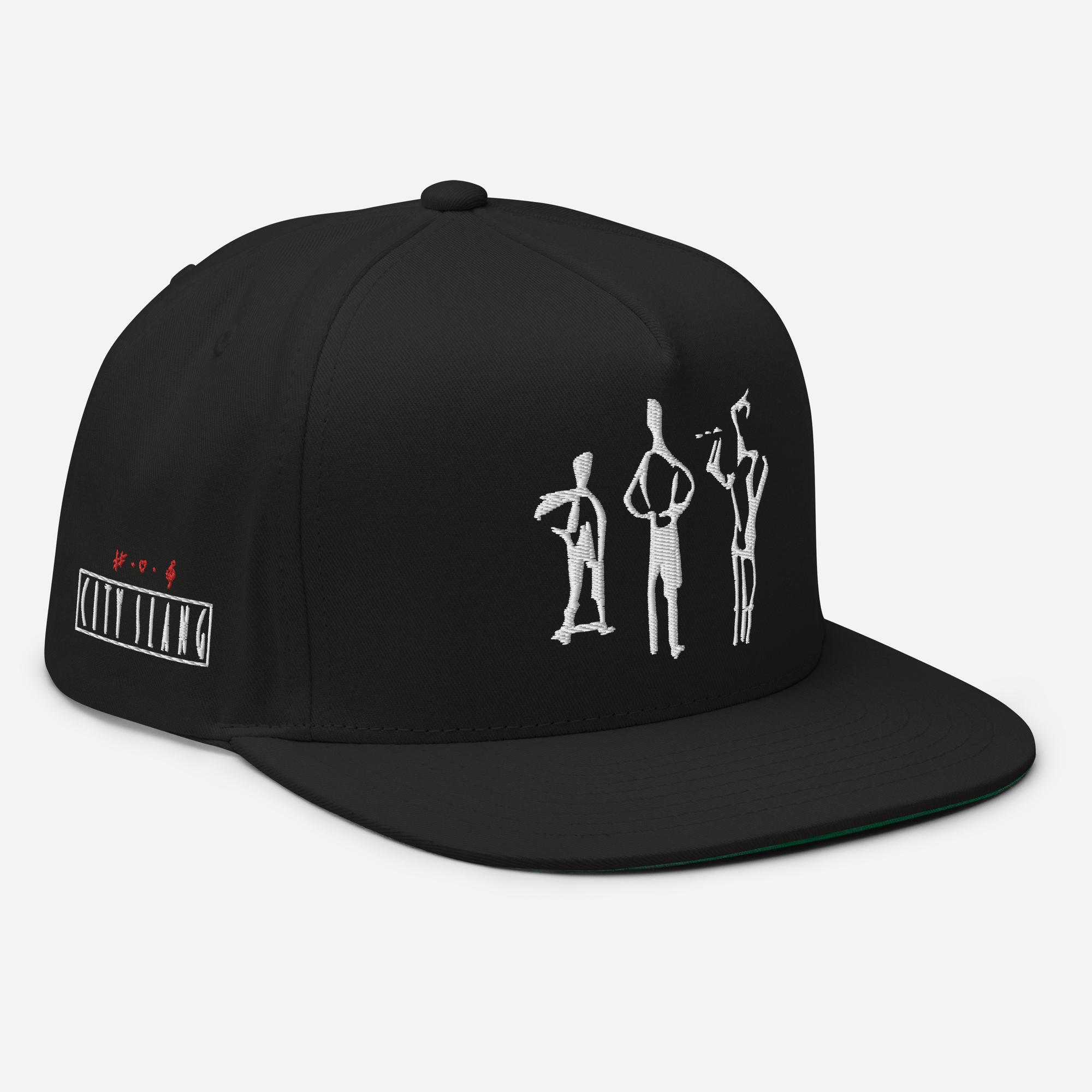 City Slang - Kasket /Flad skygge (Broderet) - HUGShop Kasket Sort